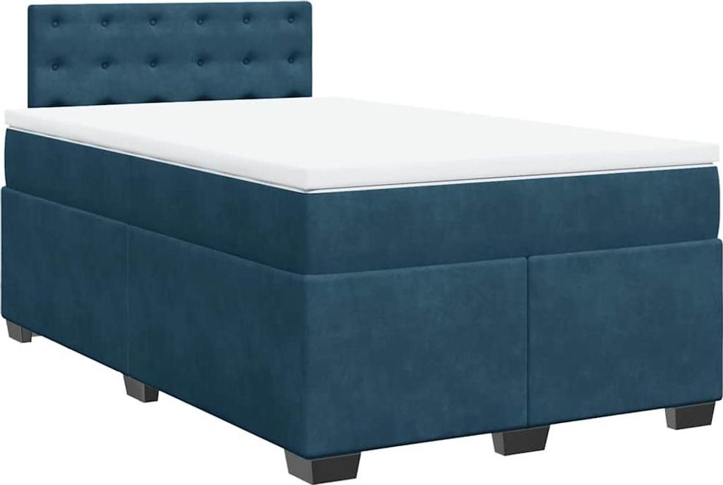 vidaXL Boxspringbett mit Matratze Dunkelblau 120x200 cm Samt