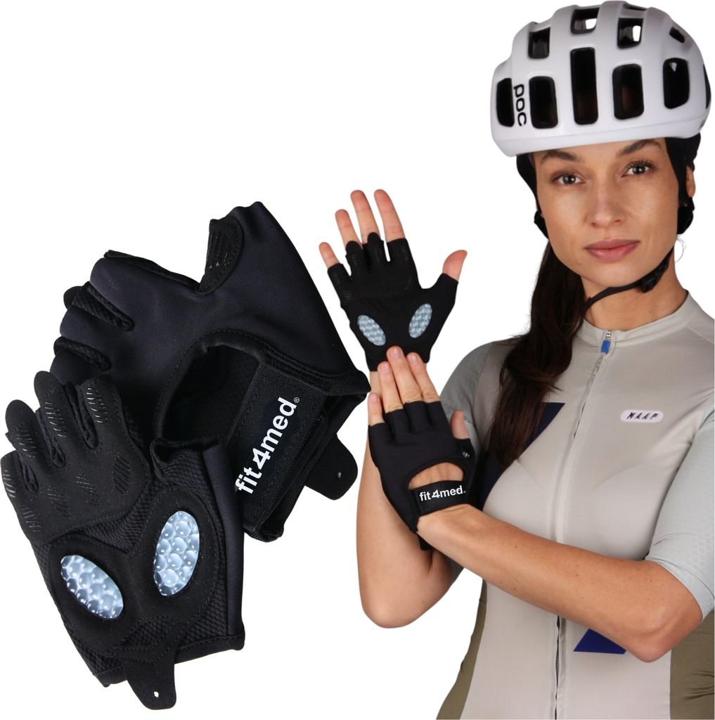 FIT4MED | Fahrradhandschuhe - Schwarz - Größe M - Atmungsaktiv - Unisex - Handschuhe