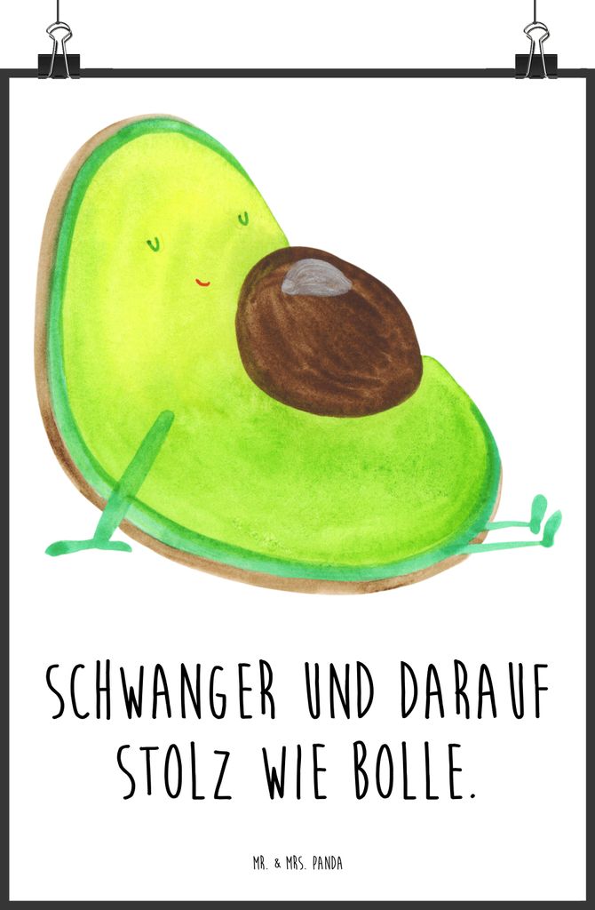 Mr. & Mrs. Panda Bild Avocado Schwangerschaft DIN A0 - Weiß - Geschenk, wanddeko, Wunder, Wandbild, kunstdruck poster, drucke, Liebe, Geburt