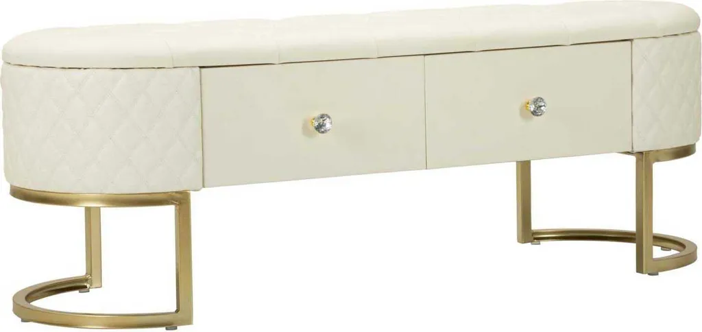 Ottomane Sharon FURNLUX blanc 120cm, coffre de rangement pour salon