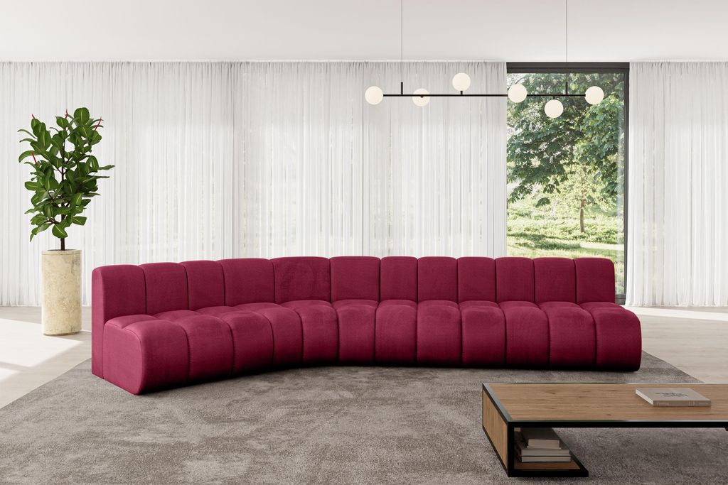 ALTDECOR Modulares Sofa Ecksofa in L-Form - Montra-L2 - 381x174x70 cm Bordeauxrot - Corner modular Sofa Eckcouch Couch Wohnlandschaft Cauchsofa Bod...