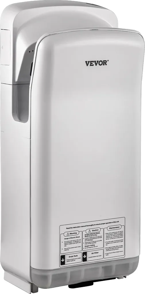 Sèche-mains filtre HEPA 2000W sans contact technologie air pulsé gris