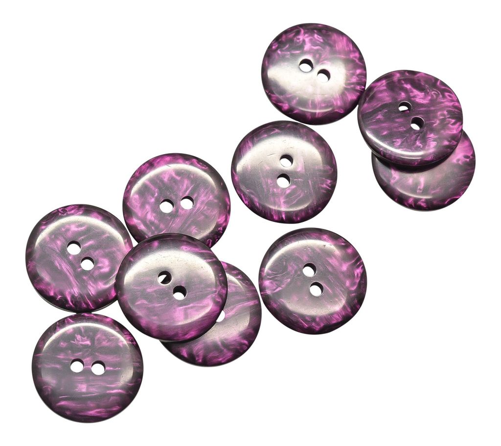 10 Kunstharz Knöpfe im Strukturlook dark violett glossy 15mm 2-Loch-Knopf Knopf