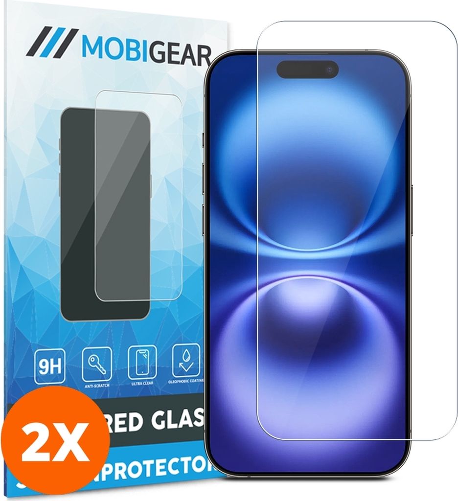 Mobigear iPhone 16 Plus Panzerglas Gehärtetes Glas Displayschutz - Hüllenfreundlich (2er Pack)
