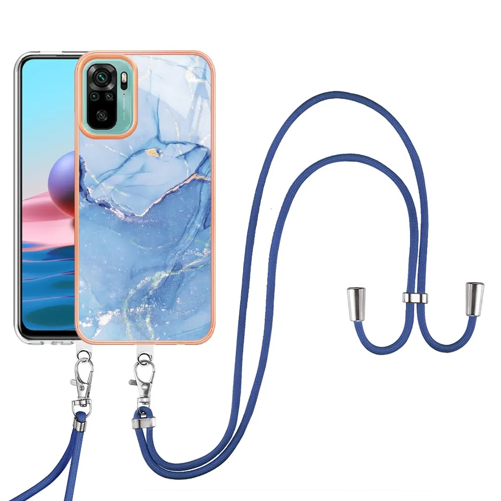 Cover Tracolla Redmi Note 10 4G: Custodia Antiurto Blu con Laccio