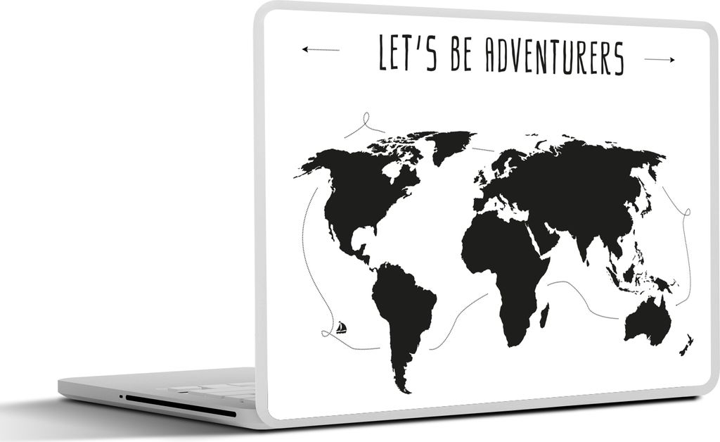 MuchoWow Laptop Aufkleber Sticker Cover Weltkarte - Zitat - Schwarz - Weiß - Kind - Mädchen 40x30 cm - Laptop Dekoration - Selbstklebend