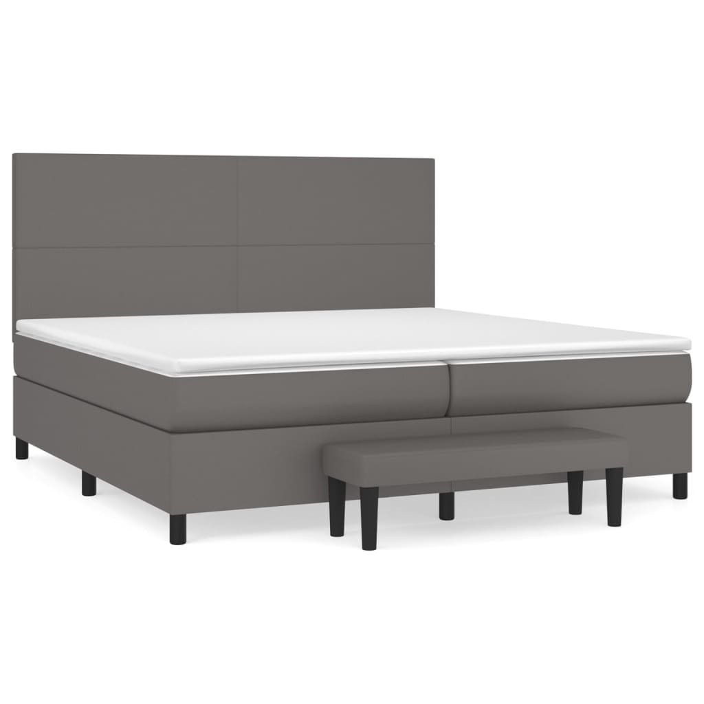 "WINTER SALE"Boxspringbett Modernes/Doppelbett - Polsterbett Erwachsene/r /Kind - mit Matratze Grau 200x200cm Kunstleder - Klassische Betten NeuMö...