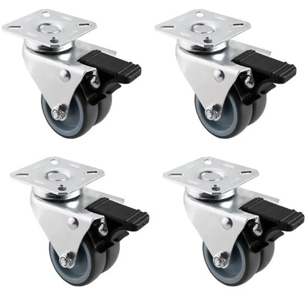 Roulettes 50 mm freinées spécial charge lourde 200 kg double roulement