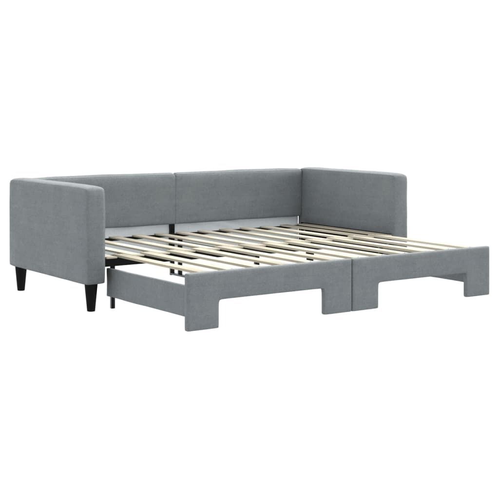 vidaXL Tagesbett Ausziehbar Hellgrau 90x200 cm Stoff