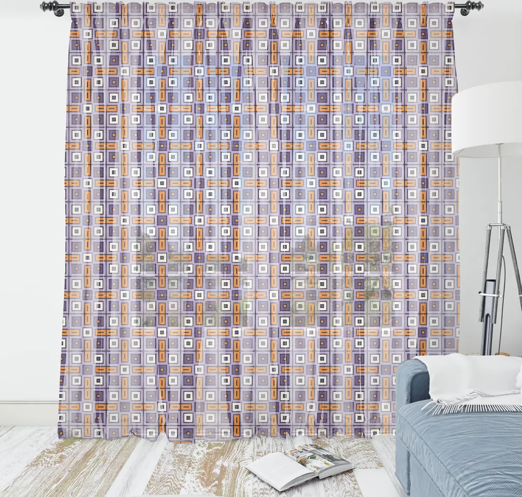 Arazzo Artistico ABAKUHAUS 70s Quadrati Quarzo e Arancio Satin