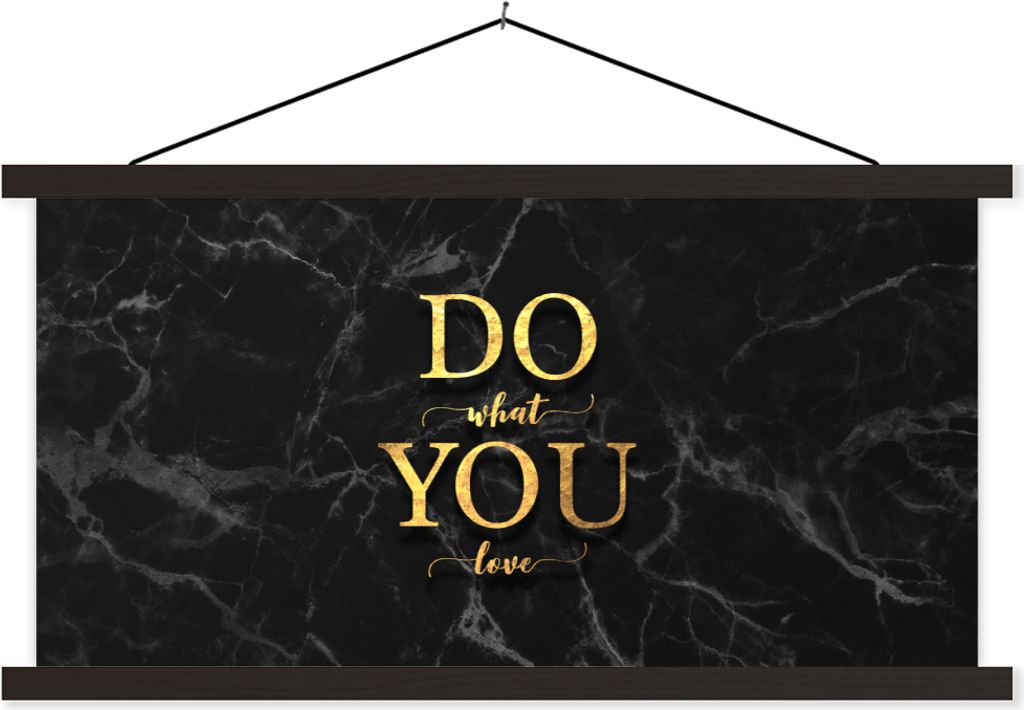 MuchoWow Textilposter Zitate - Motivation - Gold - Marmor 120x60 cm mit schwarzem Rahmen - Dekoration Schlafzimmer
