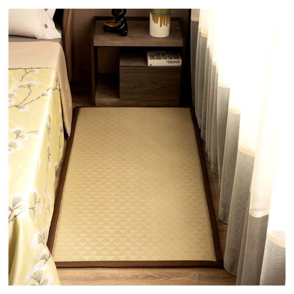 Japanische Tatami-Matte, traditioneller Futon-Teppich aus natürlichem Rattan, rutschfest, leicht, aufrollbar, für Spielen, Yoga, Krabbeln (Beige,...