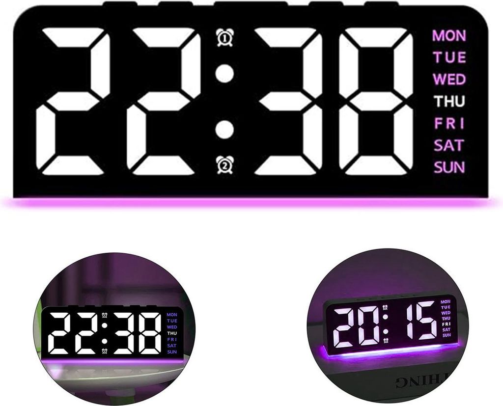 LED Digitaluhr 6,3" – Multifunktionaler Wecker, Produktbild 