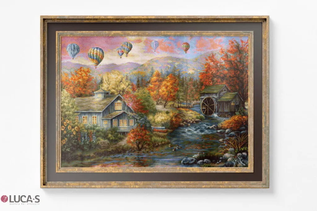 Point de Croix Moulin à Eau Luca-S 48x34cm : Kit Complet Sans Manque - 5