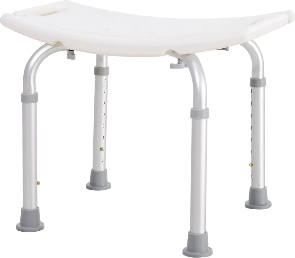 Tabouret de douche réglable en hauteur avec pieds antidérapants - Blanc