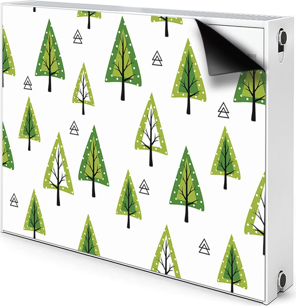 Magnet Heizkörperverkleidung Heizkörper-Abdeckung Heizung Heizkörper 110x60 cm - Dreiecke, Bäume