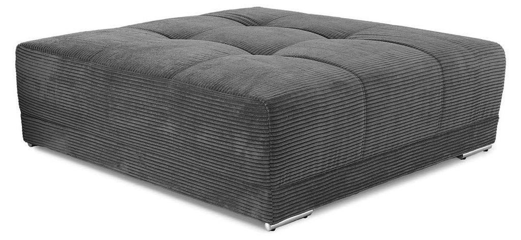 Polsterhocker XXL für Big-Sofa 120x120, Federkern Polstersitz in Cord Dunkelgrau / 15175