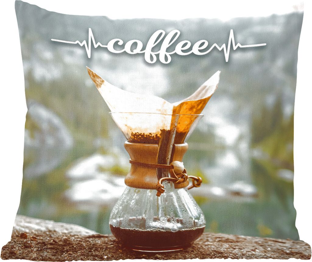 MuchoWow Zierkissen Sofakissen Wohnzimmer Dekokissen 40x40 cm Zitate - Kaffee - Sprichwörter - Foto Kissen - Schlafzimmer Dekoration