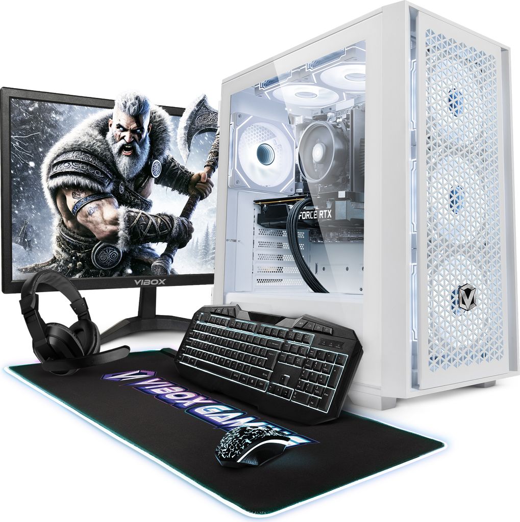 Vibox V-312 Gaming PC Set Komplett - Monitor 23 Zoll - AMD Ryzen 5 5500 4,1 GHz - Radeon RX 9070 16 GB - 16 GB RAM - 1 TB NVMe M.2 SSD - Windows 11...