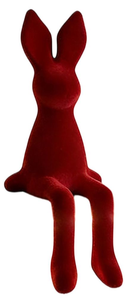 Sitzende Hasenstatue, beflockte Hasenfigur, Osterhasen-Ornament für Wohnzimmerschrank, Tischdekoration