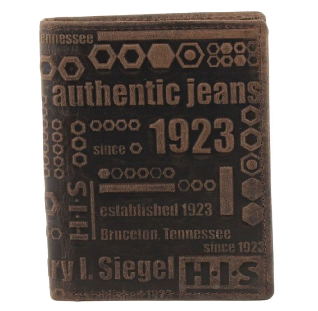 H.I.S Pelle portafoglio Wallet Brown marrone scuro Immagine del prodotto 