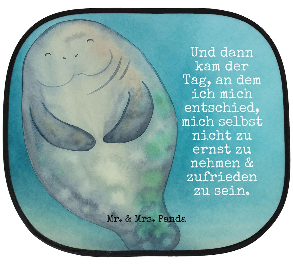 Mr. & Mrs. Panda autofenster sonnenschutz Seekuh Happy Design - Weiß - Geschenk, Achtsamkeit, Neustart, Auto Sonnenblende, Respekt, Selbstliebe, N...