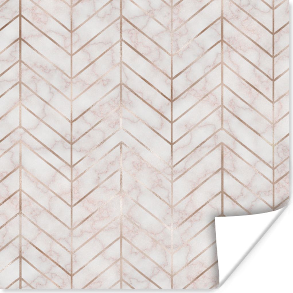 MuchoWow Poster Muster - Luxus - Rosa - Bronze 75x75 cm - Wand Dekoration