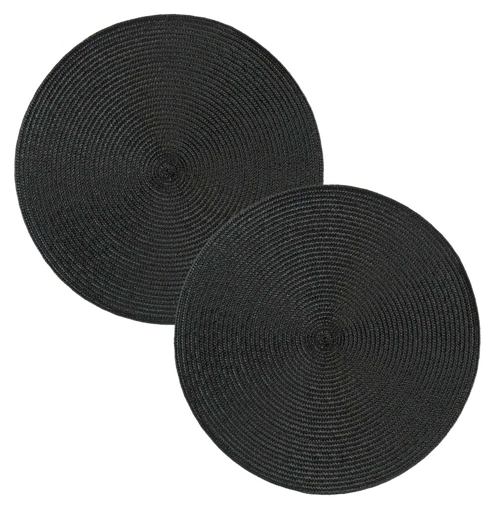 Tischset 2er Set Schwarz rund 35 cm Ø Platzset abwaschbar Produktbild 