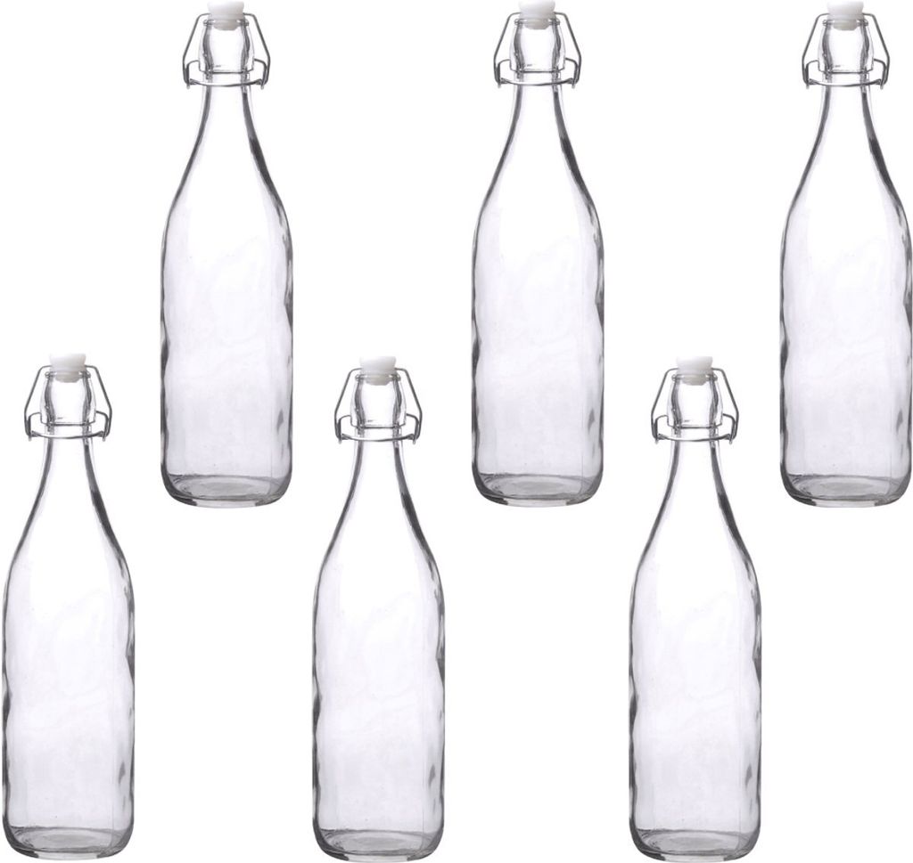 Set aus 6 Glas-Bügelflaschen – 1 Liter pro Flasche – Produktbild 