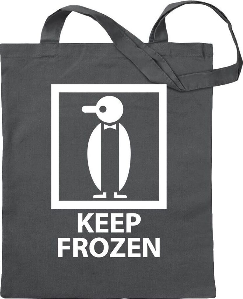 Kiwistar - Baumwolltasche - stahlgrau - Keep Frozen - gefroren - Tragetasche Stoffbeutel Umhängetasche Langer Henkel