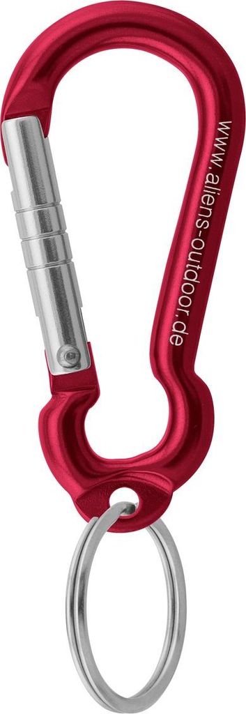 Roter Mini Ring 6 cm aus Aluminium von Aliens; geeignet als Materialkarabiner für Kletterausrüstung.