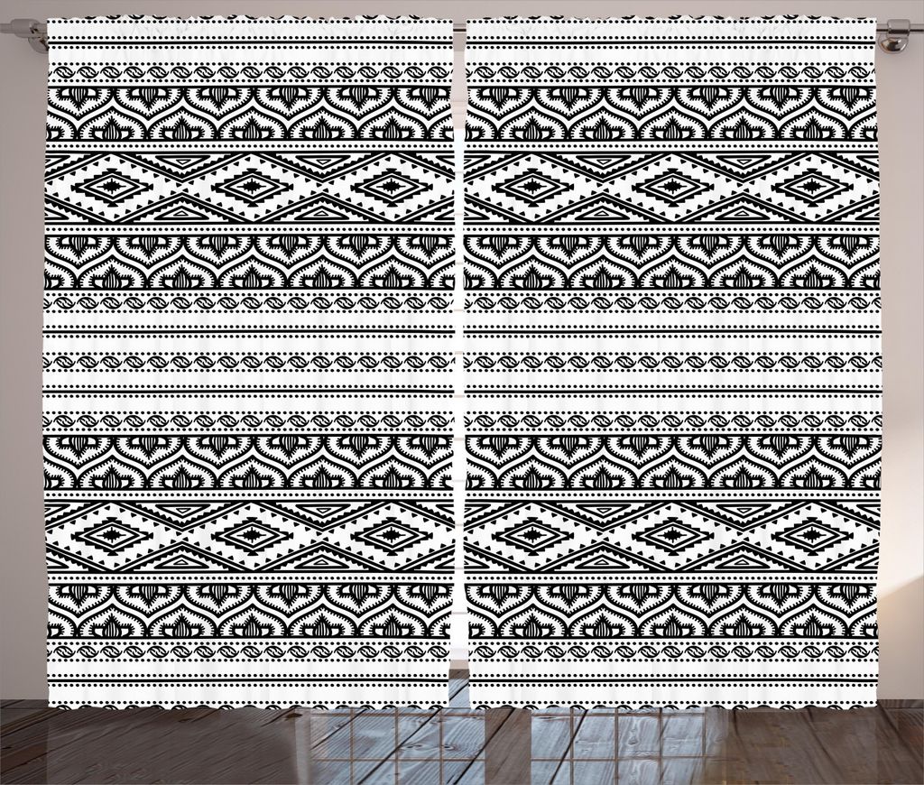 ABAKUHAUS Ethnisch Rustikaler Gardine, Oriental Tribal marokkanisch, Schlafzimmer Kräuselband Vorhang mit Schlaufen und Haken, 280 x 245 cm, Charc...