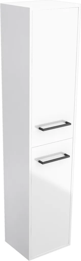 Colonne blanche de salle de bain 30cm avec poignées noir mat 2 portes
