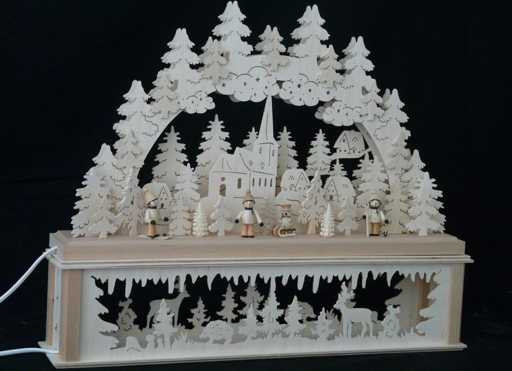 Original Erzgebirgischer Marken Schwibbogen Lichterbogen 50 x 43 cm K50-3_306