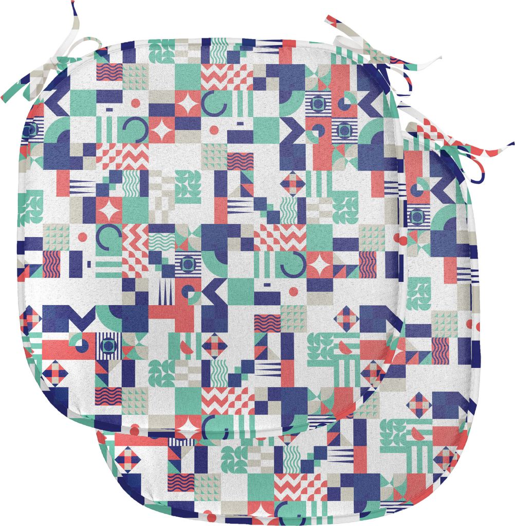 ABAKUHAUS Mitte des Jahrhunderts Polster für Esszimmerstühle, Pastell Funky Formen, Dekoratives wasserfestes Kissen mit Riemen für Küchensitze,...