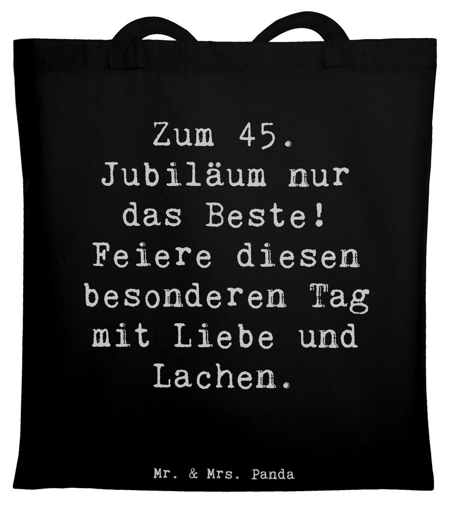 Mr. & Mrs. Panda Tote Bag Spruch 45. Geburtstag Feiern - Schwarz - Geschenk, besondere Anlässe, Feier, Shopping Tasche, Geburtstagsfeier, Lebensfr...