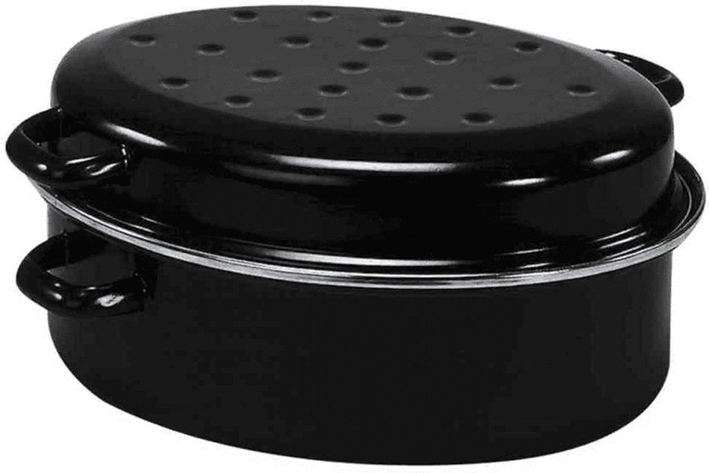KARL KRÜGER Gänsebräter oval 7,5 l Ø38cm emailliert schwarz Produktbild 