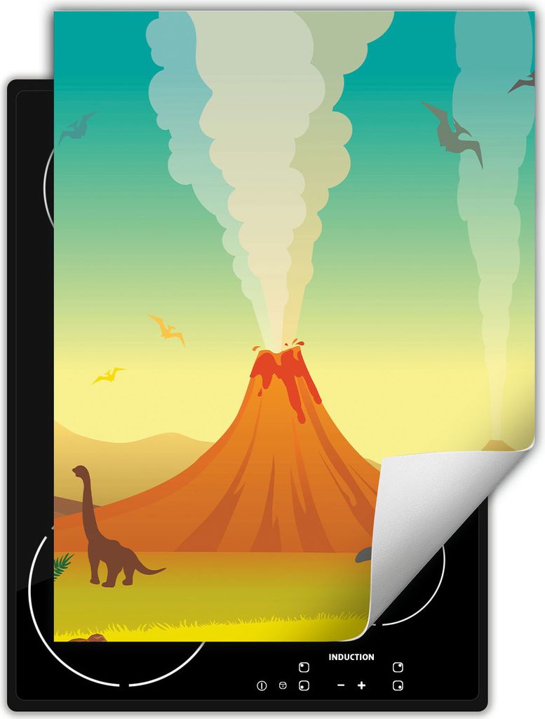 DarHaus Herdabdeckplatte Einteilig Küche Abdeckplatte für Glaskeramikkochfeld Abdeckung Induktionskochfeld Aufrollbare Matte 40x52 cm, Dinosaurie...