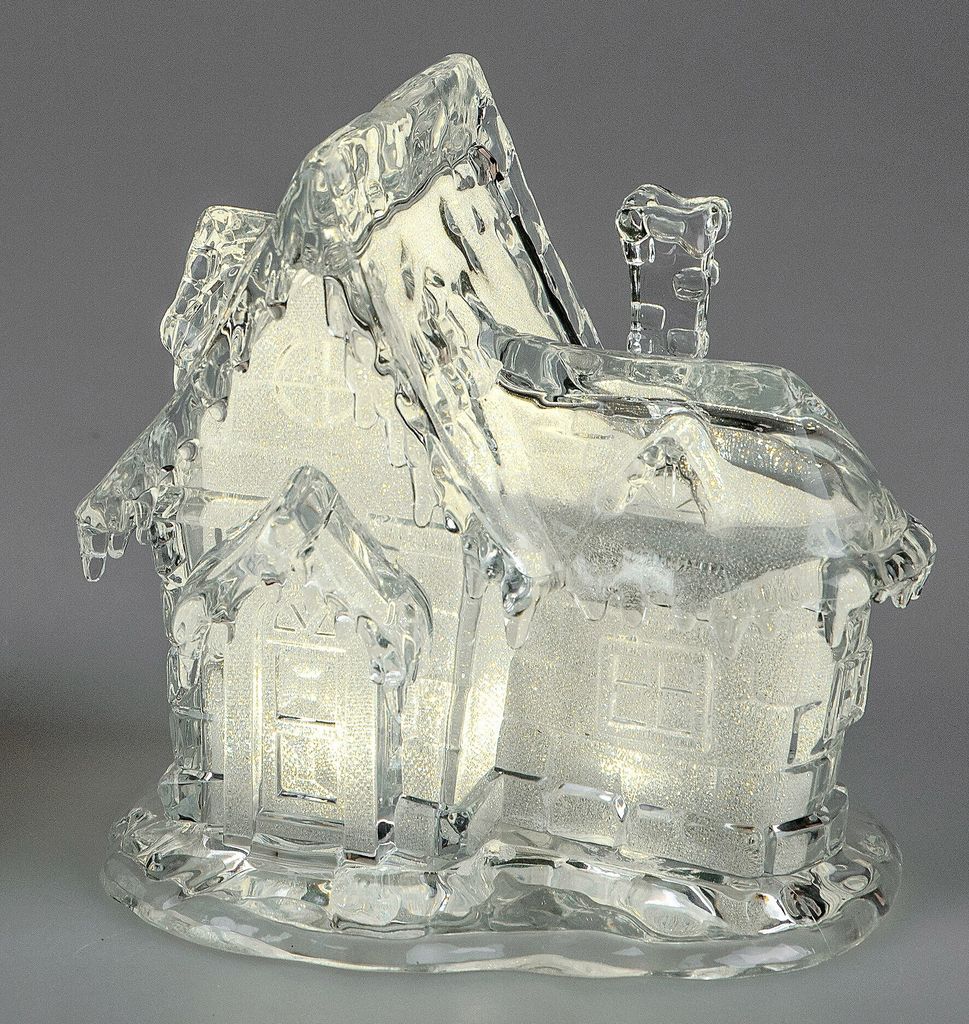 LED Deko Haus Winterhaus H. 16cm aus Acryl mit Licht Produktbild 