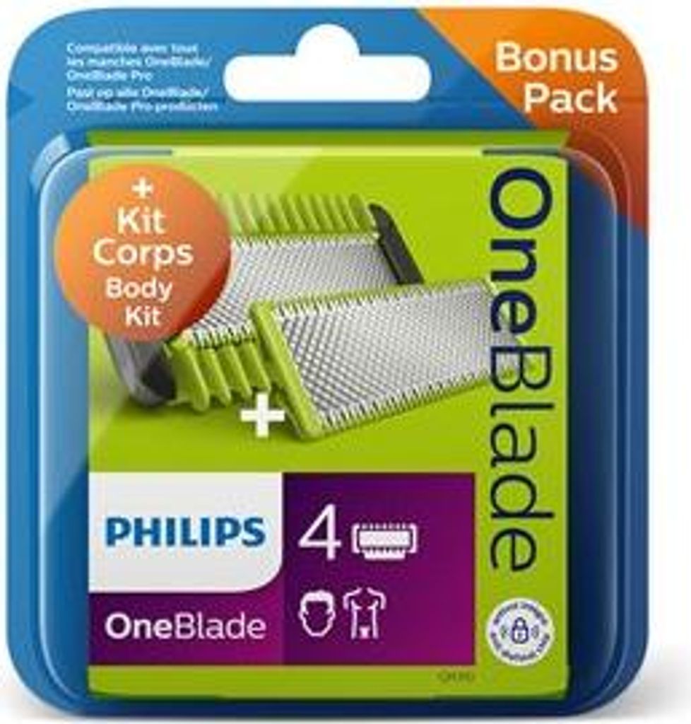 Philips Norelco OneBlade OneBlade QP310/50 Face + Body Set, Scherkopf, 5 Kopf/Köpfe, Silber, Gelb, Philips, OneBlade (QP25xx), OneBlade (QP26xx), ...
