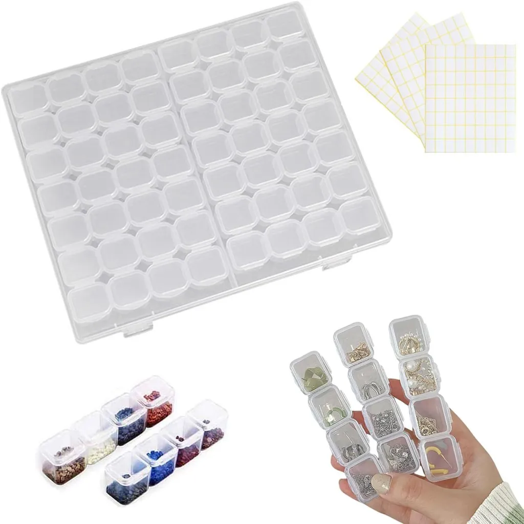 Boîte de rangement anti-mélange pour perles et petits strass à 56 compartiments