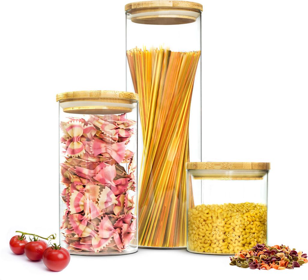 3 Vorratsdosen 2,2 + 1,3 + 0,6 Liter mit Deckel Vorratsbehälter Vorratsdose Vorratsglas Vorratsgläser