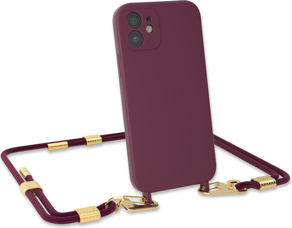 EAZY CASE Handykette Silikon mit Clips 2 in 1 kompatibel mit Apple iPhone 12 Handyhülle mit Umhängeband, Handykordel mit Silikon, Hülle mit Band...