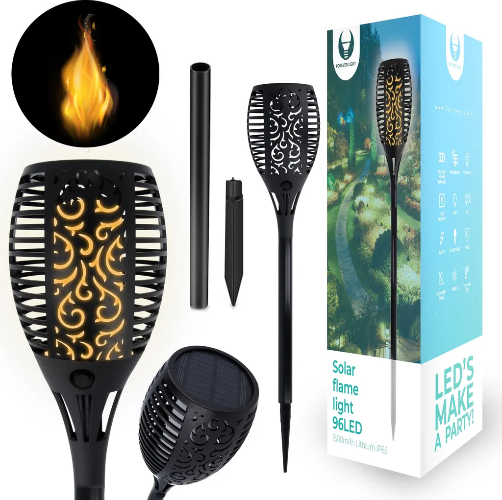Lampe torche solaire 96LED : éclairage extérieur sans fil et sans facture