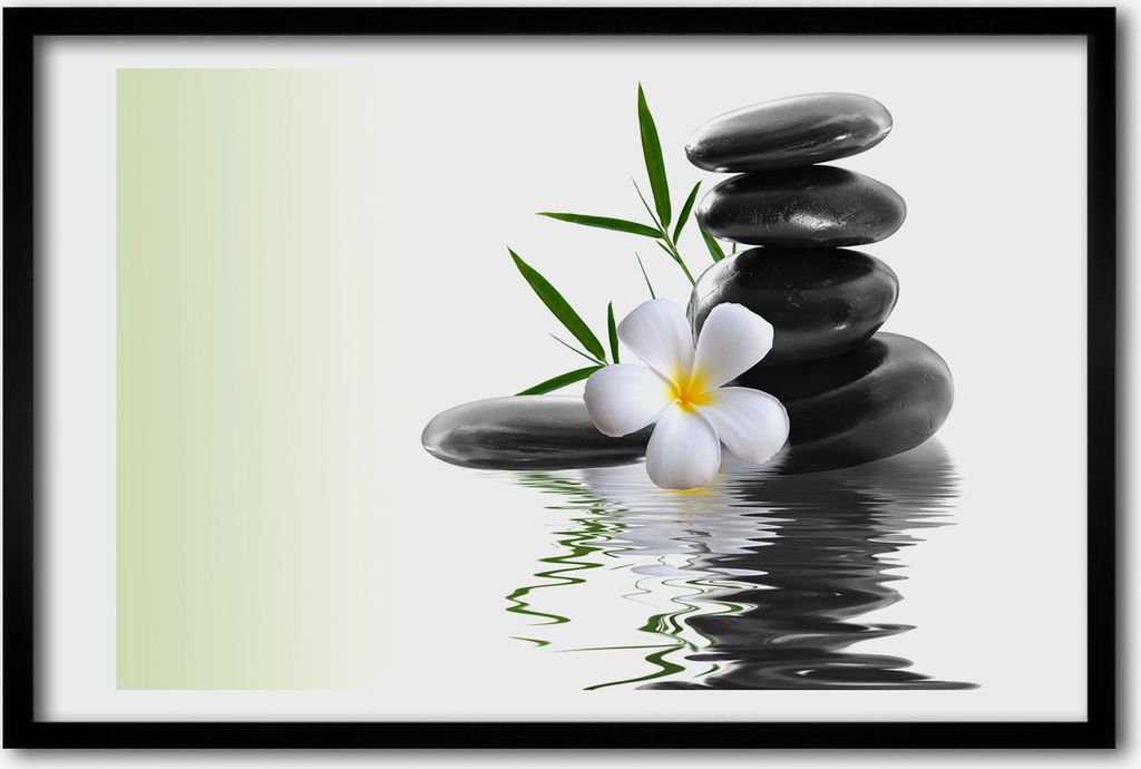 Bild 60x40 MDF-Rahmen, Wandkunst zen-Steine