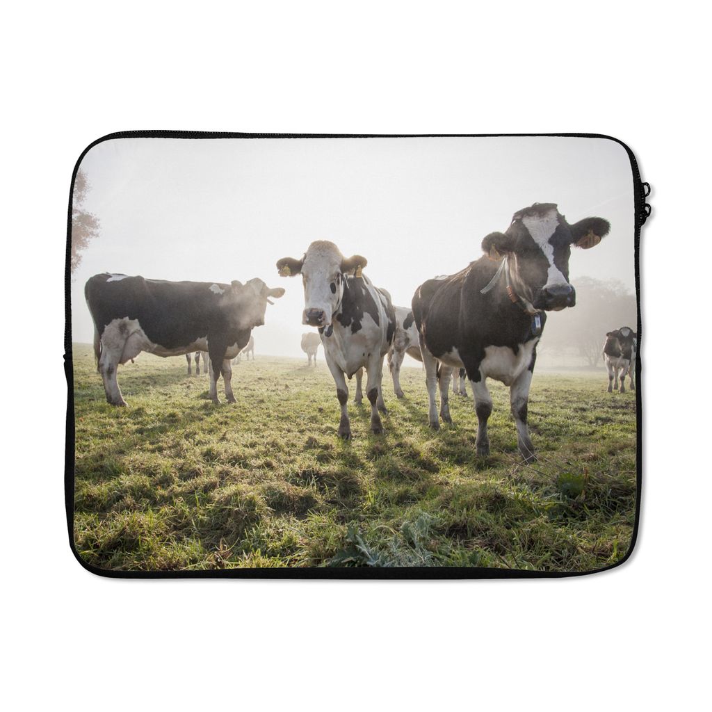 MuchoWow Laptop Hülle 17 Zoll Laptoptasche Kühe - Licht - Gras - Tiere - Zipper - Schutzabdeckung