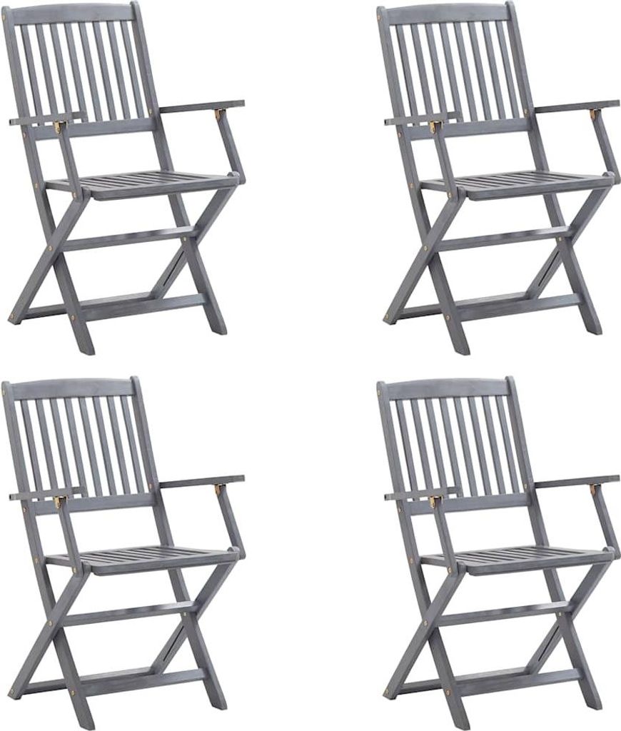 vidaXL Klappbare Gartenstühle 4 Stk. mit Sitzkissen Massivholz Akazie