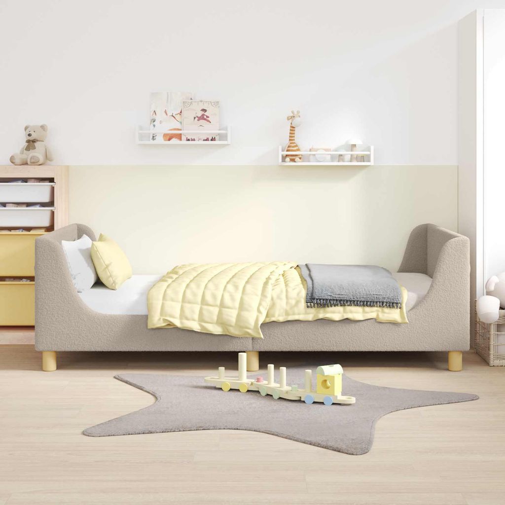 Cloris Designermöbel Kinderbettgestell mit Kopfteil Hellgrau 90 x 200cm Schafstoff - 2026Neu114572 - Klassische BettenJugendbett Tagesbett