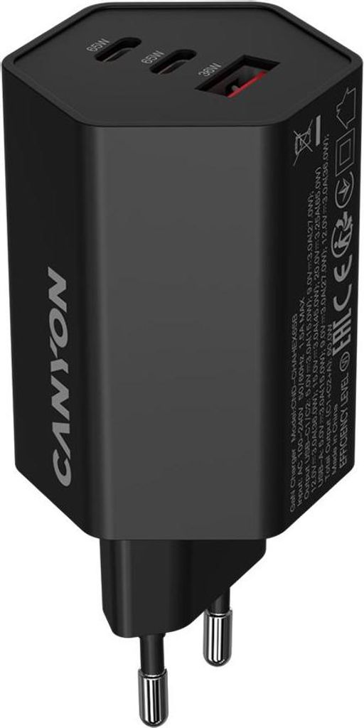 CANYON HEXAGON 65 GaN 65W 2xPD 1xQC EU-Wandladegerät Produktbild 