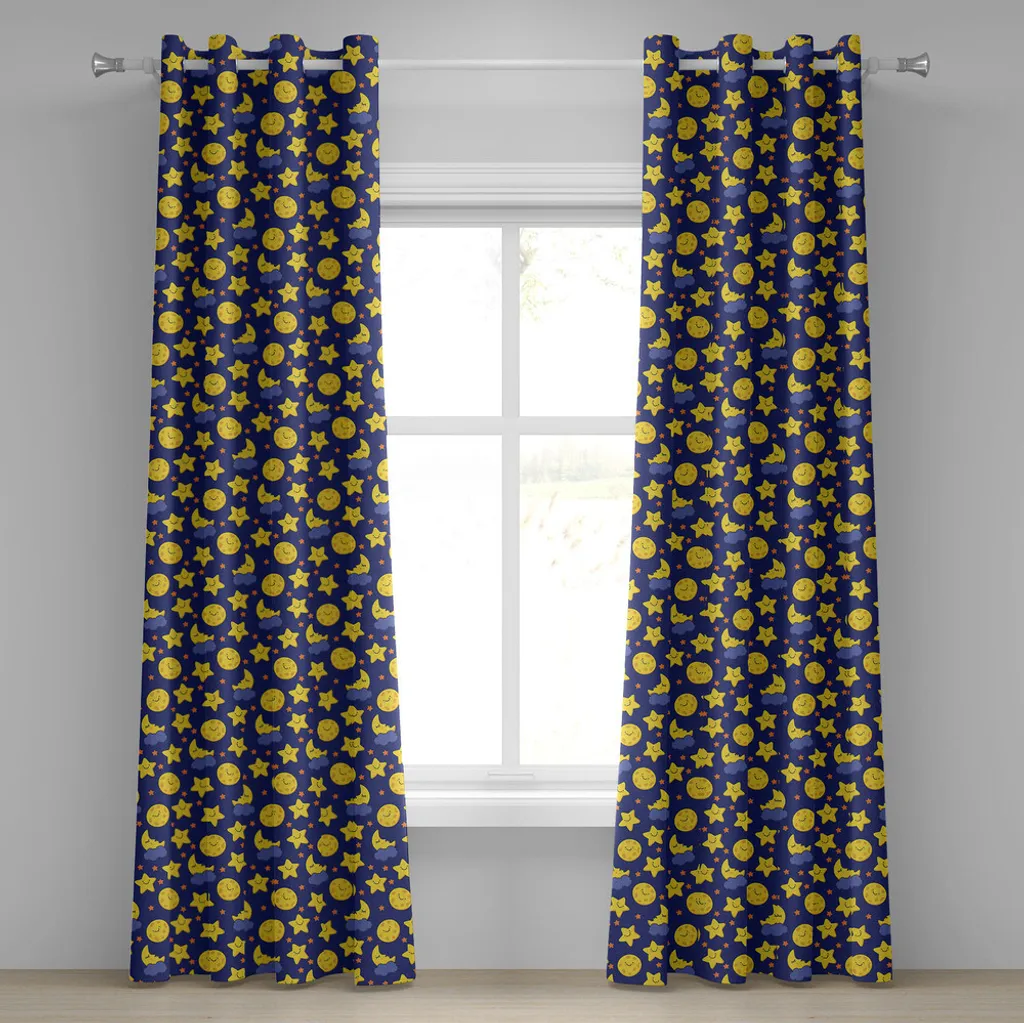 Tende Decorative Bambini ABAKUHAUS 280x225 cm Blu Giallo Occhielli